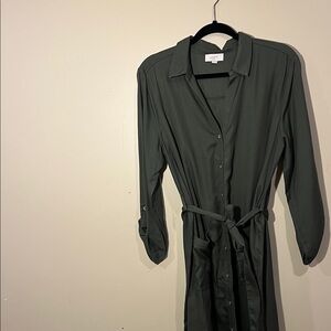 LOFT Olive Long Sleeve Utility Dress